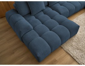 Tmavomodrá ženilková rozkladacia/s úložným priestorom rohová pohovka (pravý roh/do tvaru "U") Everest – Bobochic Paris