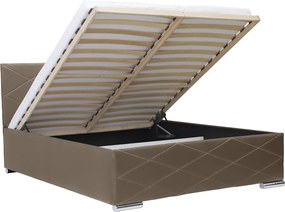 Čalúnená posteľ s úložným priestorom a matracom KRE 160 x 200 cm Hnědý