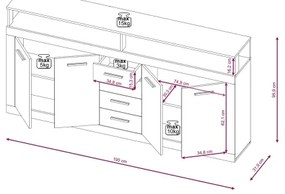 Komoda RUNA dub sonoma/biela
