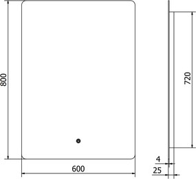 Mexen Sun, LED kúpeľňové zrkadlo s podsvietením 60x80 cm, 6000K, ochrana proti zahmlievaniu, 9807-060-080-611-00