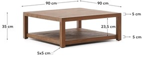 Konferenčný stolík z tíkového dreva v prírodnej farbe 90x90 cm Sashi – Kave Home