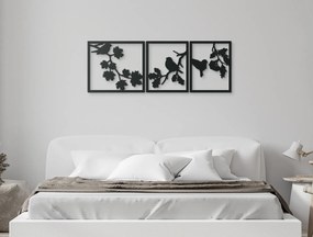 drevko Viacdielny obraz Vtáčí triptych Rozmer obrazu: 22,5 x 65 cm, Farba dekorácie: Čierna