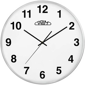 Kovové hodiny strieborné PRIM Alfa ∅ 400 × 40 mm