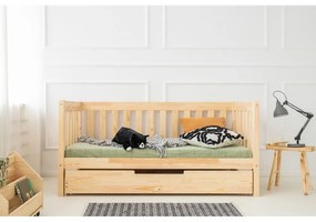 Detská posteľ s výsuvným lôžkom s úložným priestorom s roštom v prírodnej farbe 90x190 cm CPP – Adeko