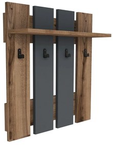 Antracitovosivý/v prírodnej farbe nástenný vešiak v dekore orecha s poličkou Mita – Puqa Design