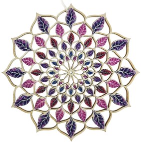 AMADEA Drevená dekorácia mandala farebná 9 cm