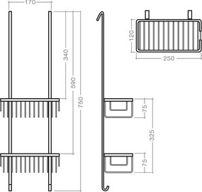 Roth Závesná polička SHELF UNI do sprchovacieho kúta ROTH-Variant: rozmery: 75x25 cm, povrchová úprava: chróm - (SHELF UNI - 8000279)
