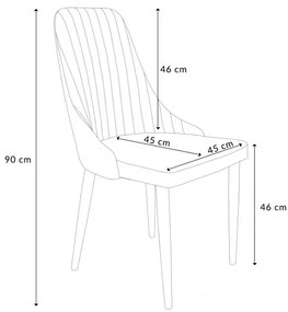 Stolička LOUIS zamatová čierna ALL 947838