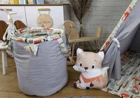 Detský stan TEEPEE (TÝPIE) ANIMALS s doplnkami - LESNÉ ZVIERATÁ - šedý/béžový