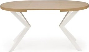 Rozkladací jedálenský stôl 100-250 cm Pepeera (biela + zlatá) (pre 6 8 osôb). Vlastná spoľahlivá doprava až k Vám domov. 1049334