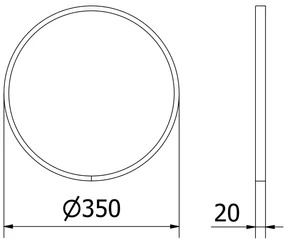 Mexen Loft, okrúhle kúpeľňové zrkadlo 35 cm, farba rámu čierna matná, 9850-035-035-000-70