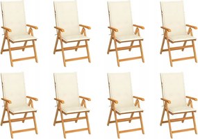 vidaXL Sklápacie záhradné stoličky s podložkami 8 ks tíkový masív