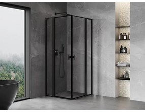 Mexen, Mexen Mist L Duo sklápací sprchový kút 100 x 100 cm, čierny rám - 8A4L-100L-100P-70-70