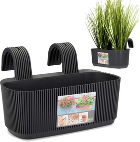 ZÁVESNÝ PLASTOVÝ KVETINÁČ LINE 21X29X19 CM ČIERNA