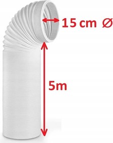 Mocná Rúrka Do Klimatizátora Dĺžka 5 m Priemer 15 cm Flexibilná Harmonika