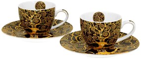 Porcelánová šálka s podšálkou Klimt Tree Of Life 90 ml sada 2ks