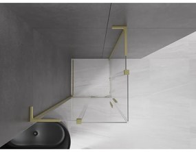 Mexen Velar L Duo, sprchový kút s posuvnými dverami 80 x 80 cm, 8mm číre sklo, zlatá matná, 871-080-080-02-03-55