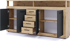 Komoda Luna 190 cm dub Artisan/čierna