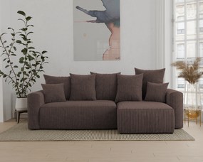 Rohová sedačka Denia (P) (čokoládová). Akcia -20%. Vlastná spoľahlivá doprava až k Vám domov. 1133116