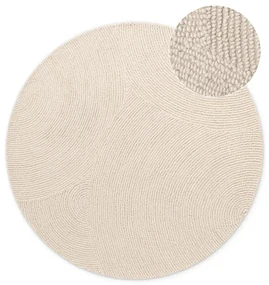 Ručne tkaný vlnený okrúhly koberec vo svetlo prírodnej farbe ø 120 cm Eleni Natural White – Hanse Home