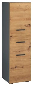 Vysoká úzka kúpeľňová skrinka v dekore duba v prírodnej farbe 130x35 cm Malika – Støraa