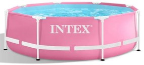 Záhradný bazén ružový s rámom 244 x 76 cm