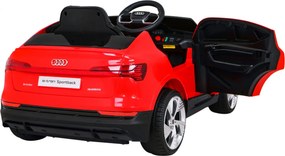 Ramiz Audi E-Tron Sportback pre deti červené + na diaľkové ovládanie + pohon 4x4 + pomalý štart + rádio MP3 + LED