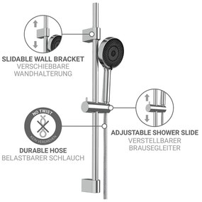 Sprchová súprava z nehrdzavejúcej ocele v striebornej farbe s ručnou sprchou/posuvný držiak 70 cm Softwater – Wenko