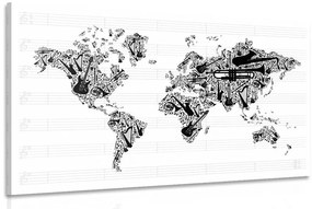 Obraz hudobná mapa sveta v inverznej podobe - 60x40