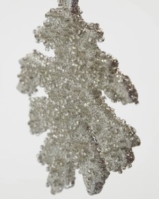 House Doctor Vánoční ozdoba Leaf Gliz Silver Glitter – set 3 ks