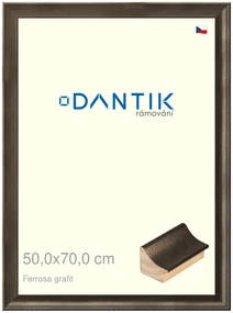 DANTIK rám na obraz 50x70 | Ferrosa grafit (Plexi Čiré)