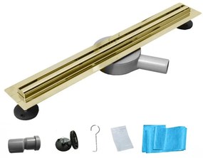Odvodňovací žľab Mexen Flat 360 SLIM + sifón Gold 80 cm