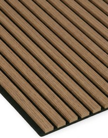 Drevený akustický panel, 2400 x 600 mm, B2BP012, balenie 5 ks, dub koňakový