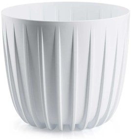 PLASTOVÝ KVETINÁČ STRIPPED 24X21 CM BIELA