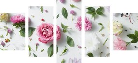 5-dielny obraz jemné zátišie z kvetov Varianta: 100x50