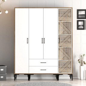 Šatníková skriňa Kiara STP (orech + biela). Akcia -18%. Vlastná spoľahlivá doprava až k Vám domov. 1088415