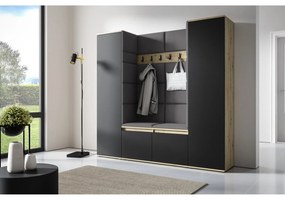 Predsieňová stena AMI 31 Bez zrkadla Dub artisan + čierna Tmavosivá