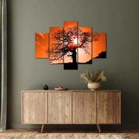 Obraz - Dub pri západe slnka (150x105 cm)