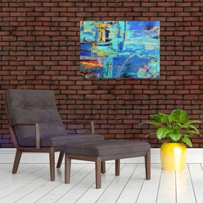 Sklenený obraz - Abstraktné olejomaľba (70x50 cm)