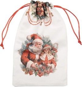 Látkové vianočné vrecko Santa s dievčatkom - 14*1*22 cm