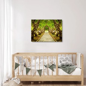 Sklenený obraz - Živý tunel z plumérií (70x50 cm)