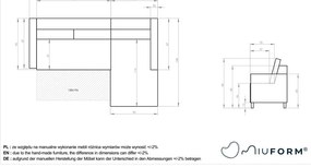 Námorníckymodrá zamatová rozkladacia rohová pohovka Miuform Lofty Lilly, ľavý roh
