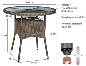 STILISTA odkladací stolík 80 x 80 x 75 cm polyratan, krémový