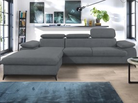 Rohová sedacia súprava Scala, ocelovo šedá látka, ľavý roh