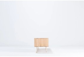 TV stolík z dubového dreva v bielo-prírodnej farbe 200x48 cm Fina – Gazzda