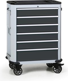 Pojazdný dielenský vozík na náradie G2, 6 zásuviek, grafit