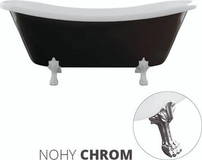Besco Voľne stojaca vaňa zo sanitárneho kompozitu Amelia BW 190x77 bez prepadu BESCO-Typ výpuste: Click-Clack bez prepadu, chróm, BESCO-Nôžky: Chróm