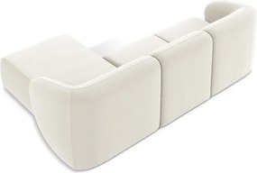 Béžová zamatová rohová pohovka (pravý roh/s leňoškou) Lani – Makamii