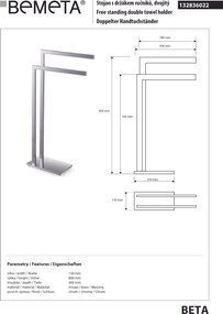 Bemeta Design BETA: Stojan, s držiakom uterákov, dvojitý - 132836022
