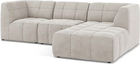 Béžová zamatová rohová pohovka (pravý roh/s leňoškou) Aloha – Makamii